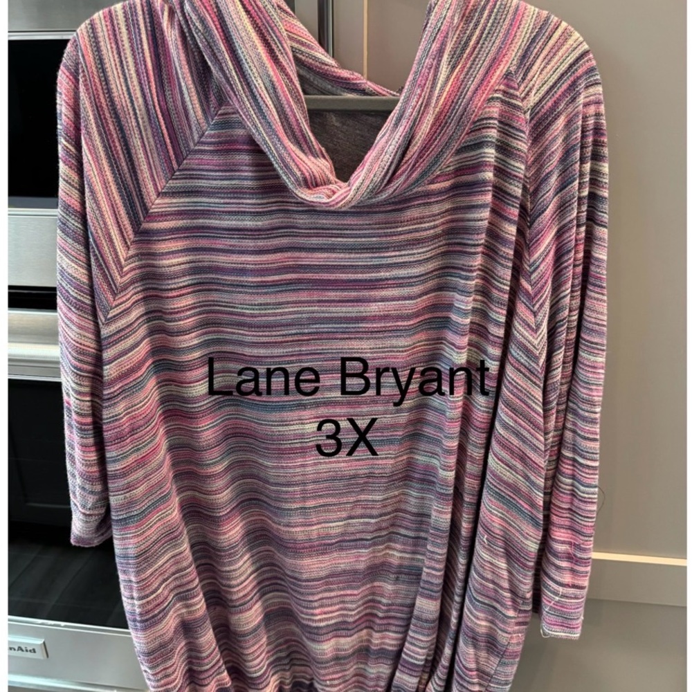 Lane Bryant Multicolor Striped cowl Top